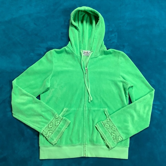 Juicy Couture Terry pants 32 x 30 crochet trim zip up hoodie tracksuit - Picture 5 of 16